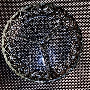 Vintage Cut Glass 3 part decided compote bowl